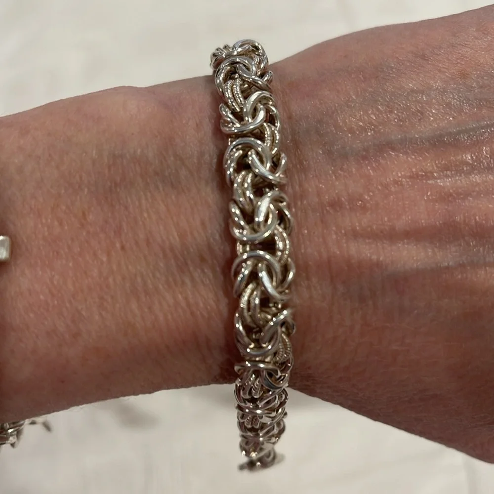 * Price Firm* Sterling Silver Byzantine Bracelet 7” - Picture 3 of 14